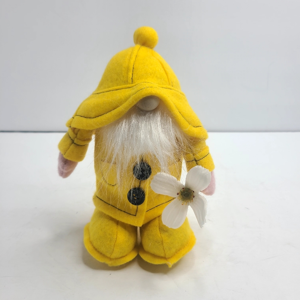 Gnome‎ With Yellow Raincoat and Sunflower Plushie